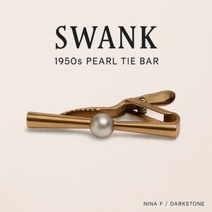 SWANK Gold-Tone Tie Bar with Simulated Pearl Centre (c. 1948 – 1955)